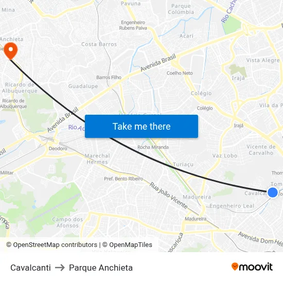 Cavalcanti to Parque Anchieta map