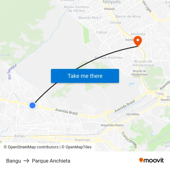 Bangu to Parque Anchieta map