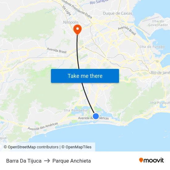 Barra Da Tijuca to Parque Anchieta map