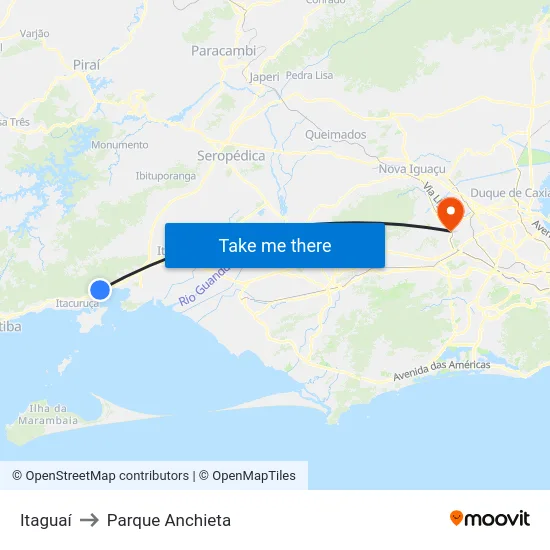 Itaguaí to Parque Anchieta map