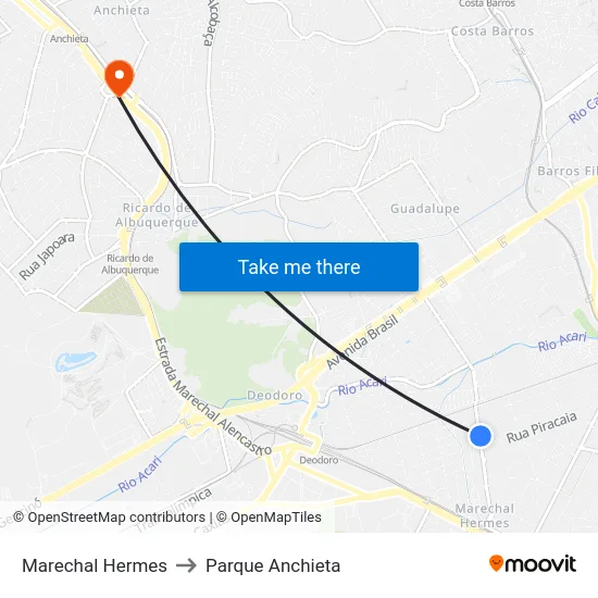 Marechal Hermes to Parque Anchieta map