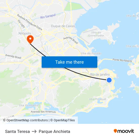 Santa Teresa to Parque Anchieta map