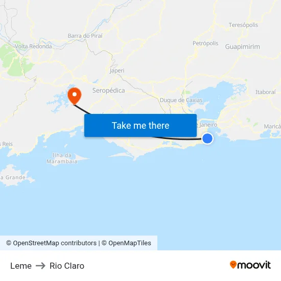 Leme to Rio Claro map