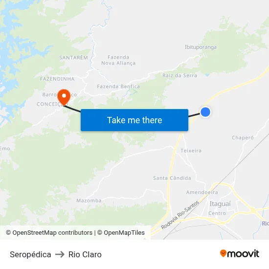 Seropédica to Rio Claro map