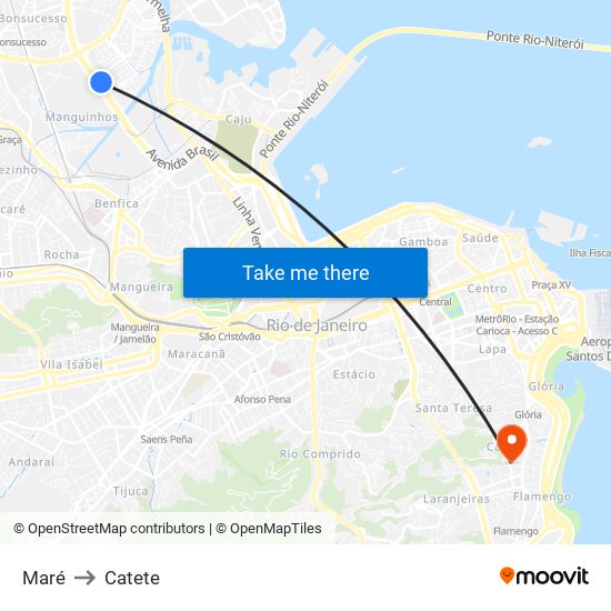 Maré to Catete map