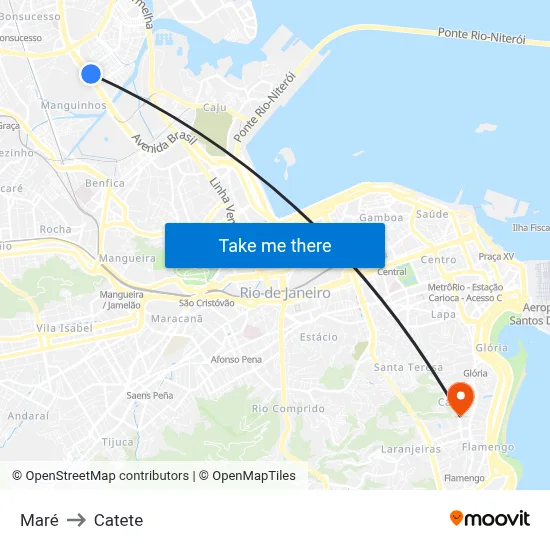 Maré to Catete map