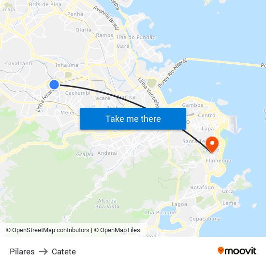 Pilares to Catete map