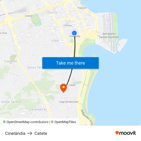 Cinelândia to Catete map