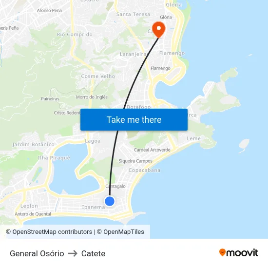 General Osório to Catete map