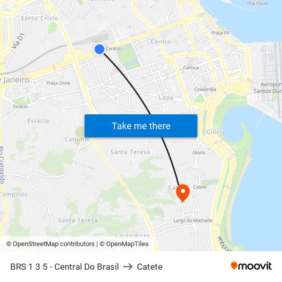 BRS 1 3 5 - Central Do Brasil to Catete map