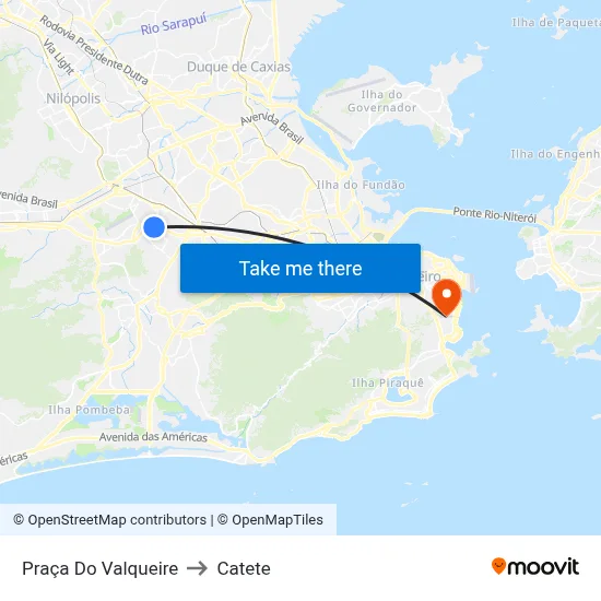 Praça Do Valqueire to Catete map