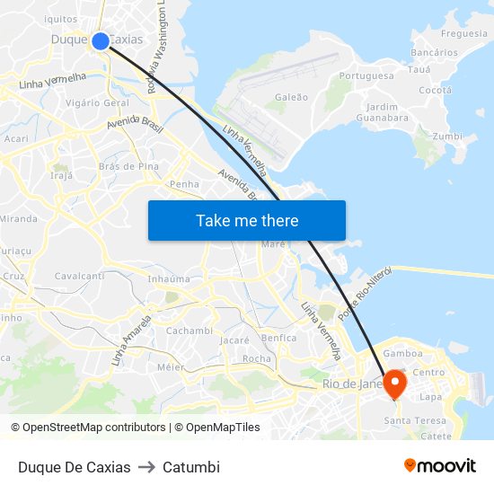 Duque De Caxias to Catumbi map