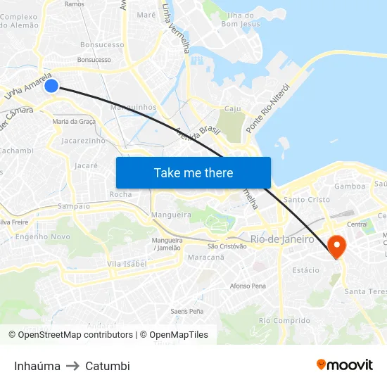 Inhaúma to Catumbi map