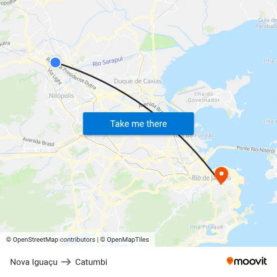 Nova Iguaçu to Catumbi map