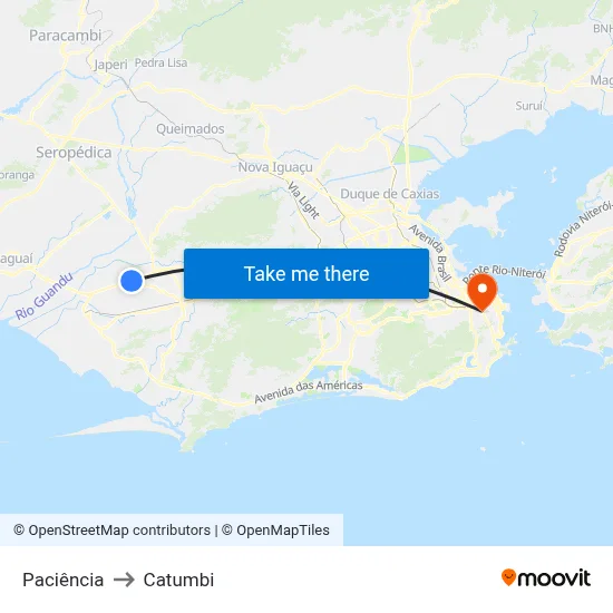 Paciência to Catumbi map