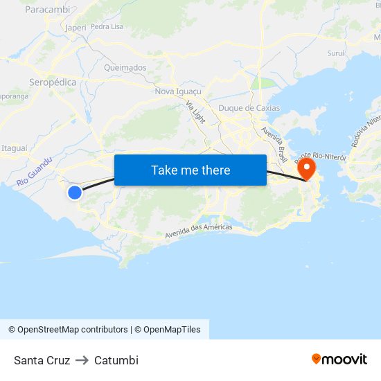 Santa Cruz to Catumbi map