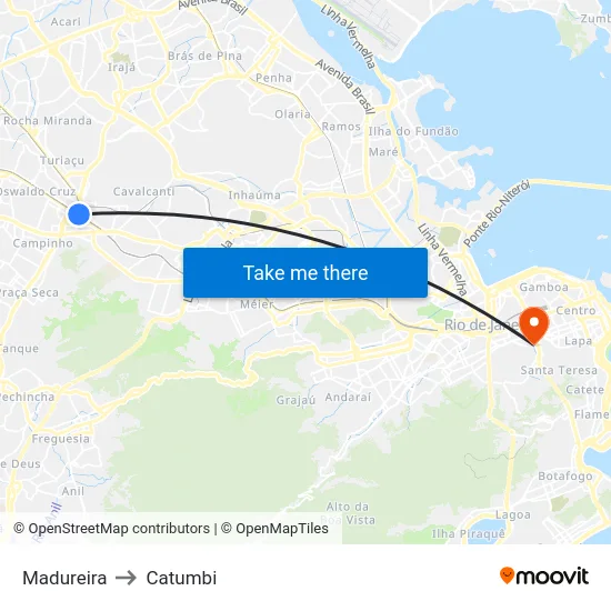Madureira to Catumbi map