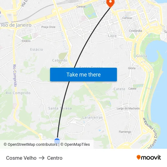 Cosme Velho to Centro map