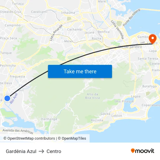 Gardênia Azul to Centro map