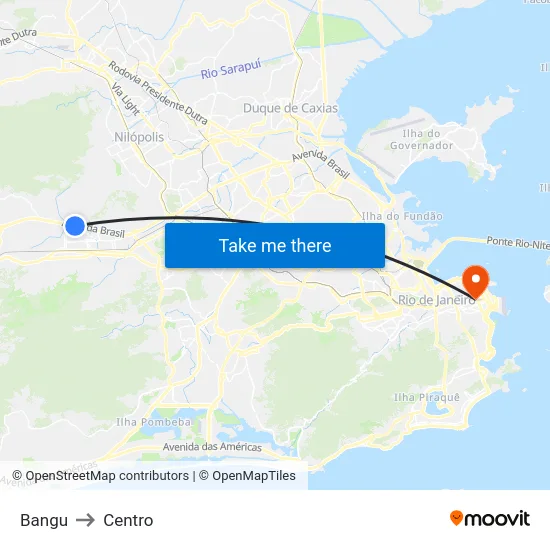 Bangu to Centro map