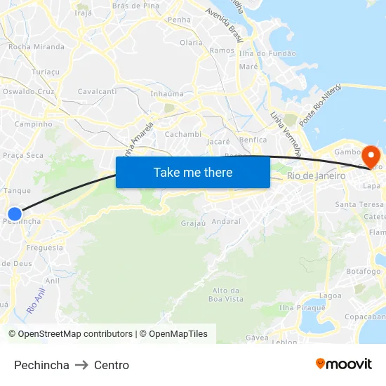 Pechincha to Centro map