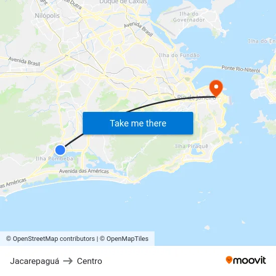 Jacarepaguá to Centro map