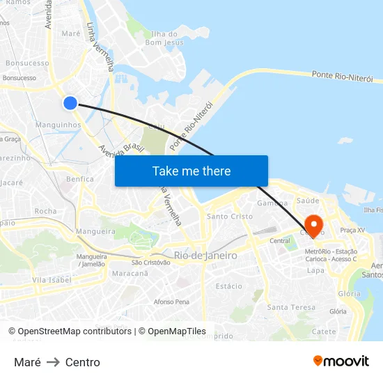 Maré to Centro map