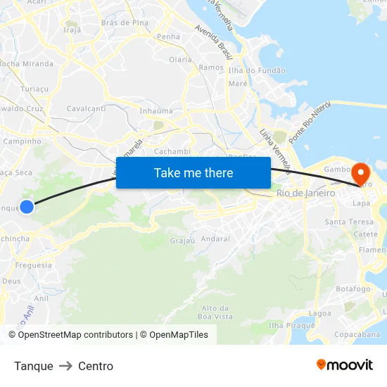 Tanque to Centro map