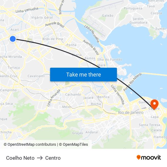 Coelho Neto to Centro map