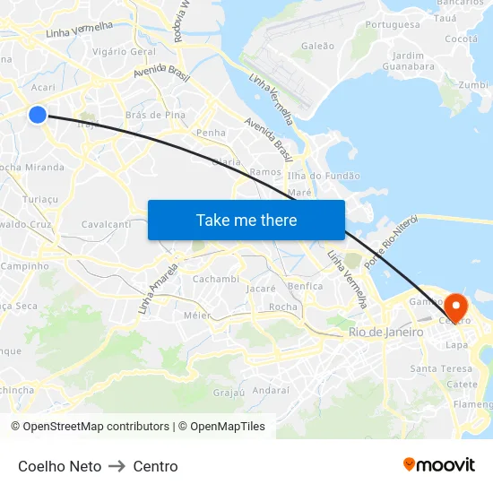 Coelho Neto to Centro map