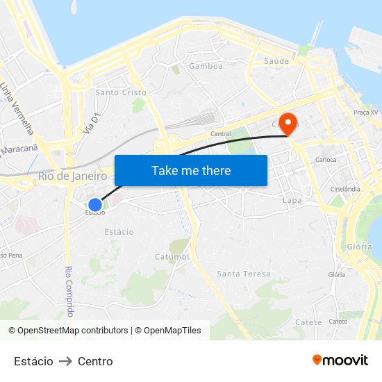 Estácio to Centro map