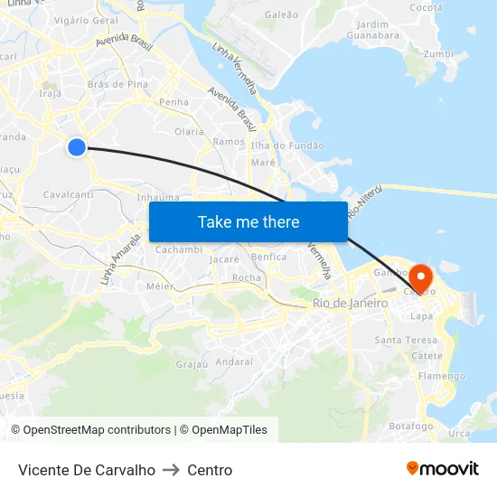 Vicente De Carvalho to Centro map