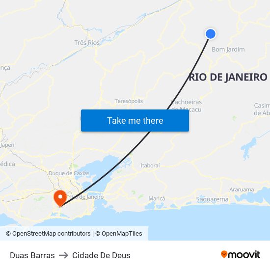 Duas Barras to Cidade De Deus map