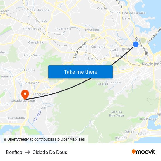 Benfica to Cidade De Deus map
