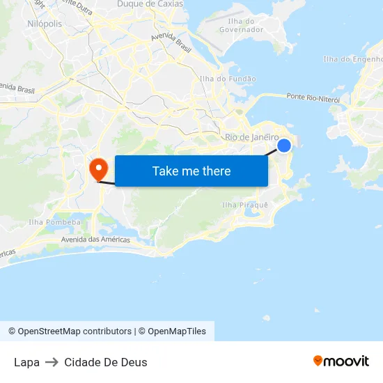 Lapa to Cidade De Deus map