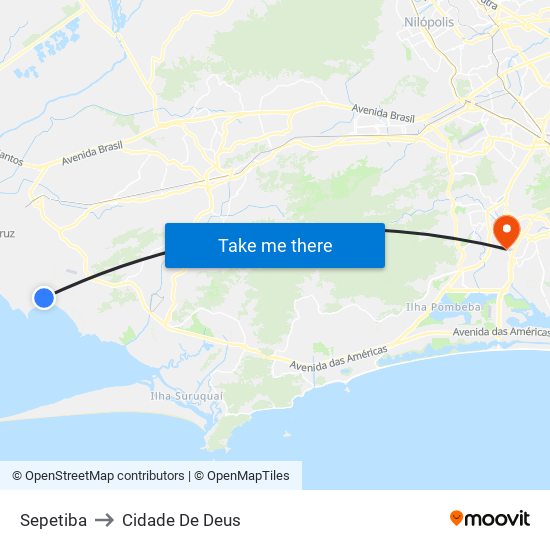 Sepetiba to Cidade De Deus map
