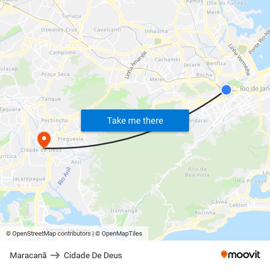 Maracanã to Cidade De Deus map