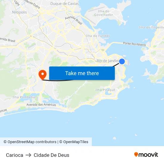 Carioca to Cidade De Deus map