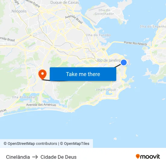 Cinelândia to Cidade De Deus map