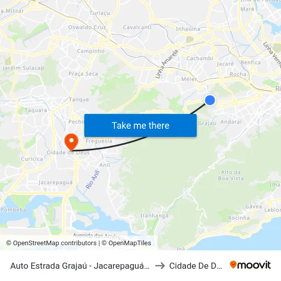 Auto Estrada Grajaú - Jacarepaguá, 601 to Cidade De Deus map