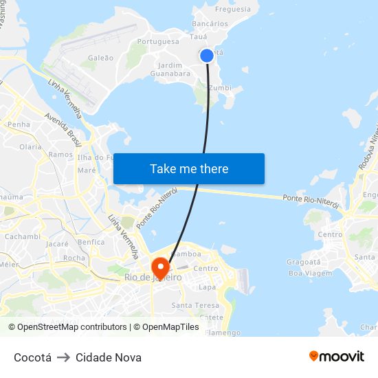 Cocotá to Cidade Nova map