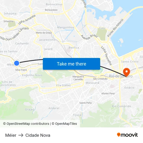 Méier to Cidade Nova map