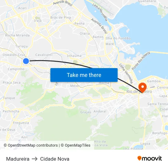 Madureira to Cidade Nova map