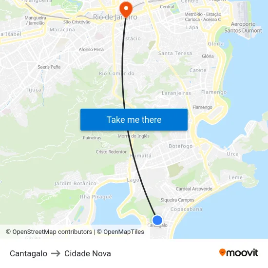 Cantagalo to Cidade Nova map