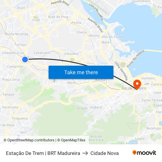 Estação De Trem | BRT Madureira to Cidade Nova map