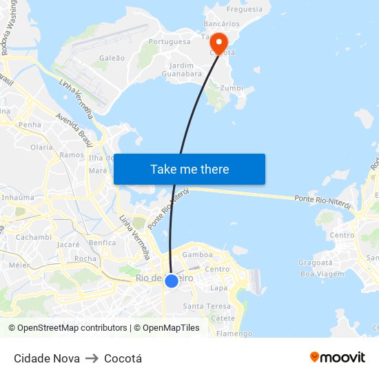 Cidade Nova to Cocotá map