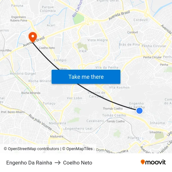 Engenho Da Rainha to Coelho Neto map
