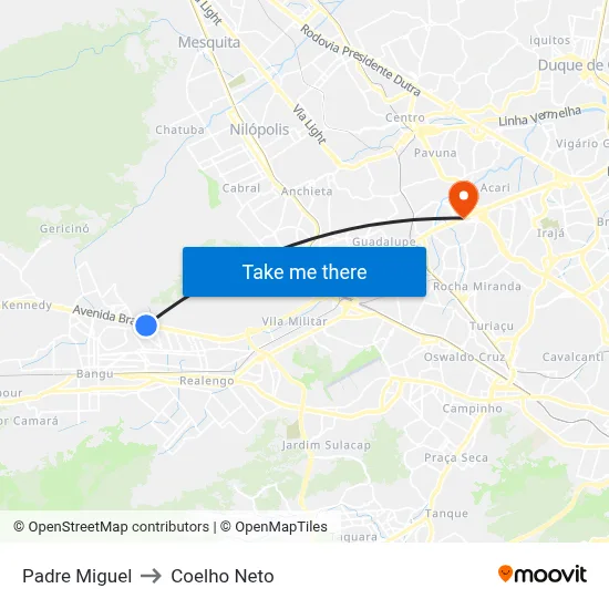 Padre Miguel to Coelho Neto map