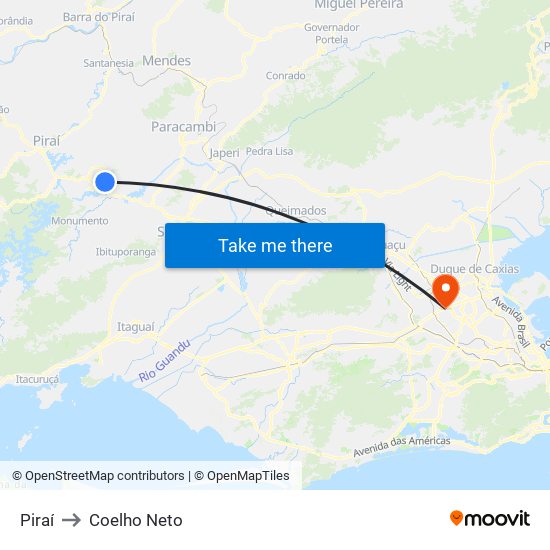 Piraí to Coelho Neto map