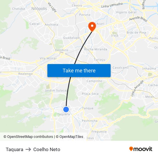 Taquara to Coelho Neto map
